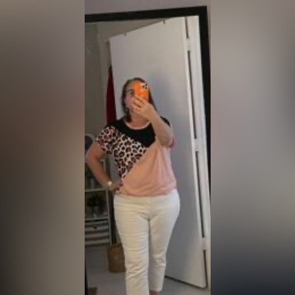Leopard print color block top - Picture 2 of 4